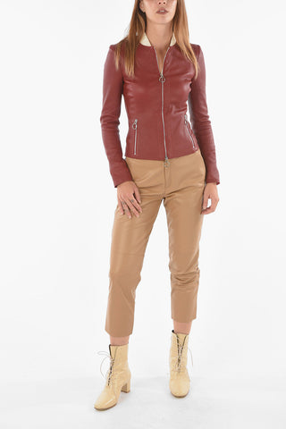 Giacca in Pelle Full-zip Girocollo