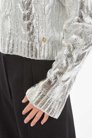 Turtle Neck Cropeed Jumper Metallic Effect