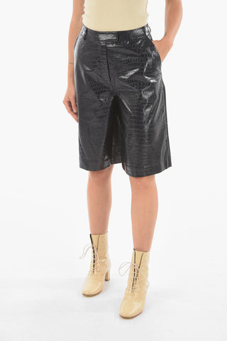 Shorts AVERIE In Ecopelle Effetto Coccodrillo a Vita Alta