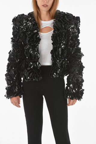 Jacket with Leather Appliqued Flowers