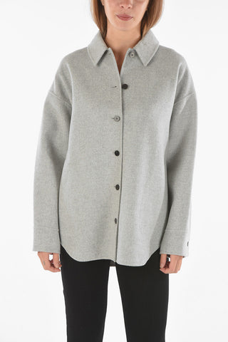 Contrasting Buttons Wool and Cashmere Overshirt