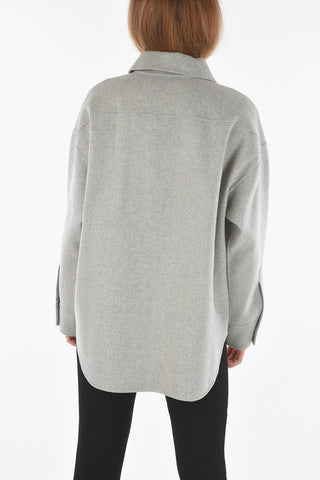Contrasting Buttons Wool and Cashmere Overshirt