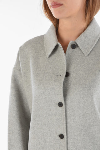Contrasting Buttons Wool and Cashmere Overshirt