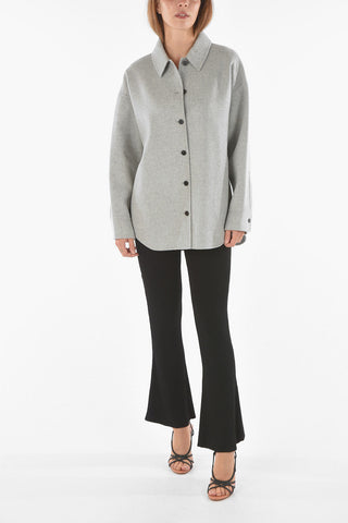 Contrasting Buttons Wool and Cashmere Overshirt