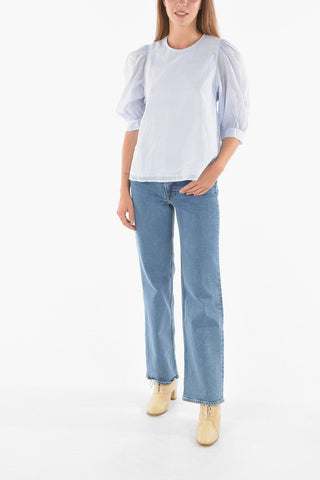 Leg-O-Mutton Sleeve Mini Checked CELESTINE Blousa