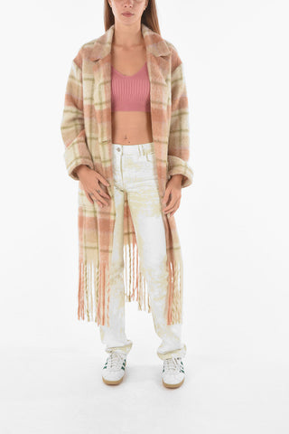 Cappotto a Fantasia Plaid con Frange