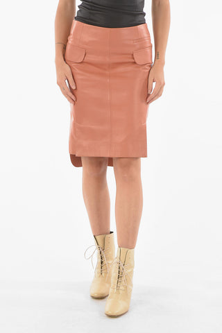 Leather Tube Skirt with 5 Pockets