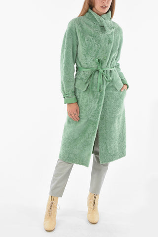 Cappotto Shearling in Pelle con Cinturini al Polso