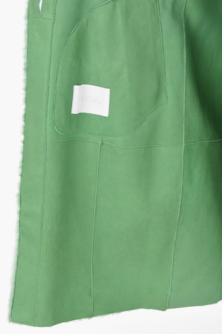 Cappotto Shearling in Pelle con Cinturini al Polso