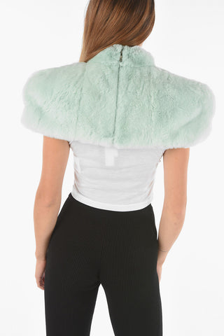 Rabbit Fur Shrug With Zip Closure