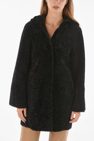 Cappotto shearling in Pelle Reversibile con Cappuccio