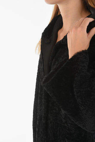 Cappotto shearling in Pelle Reversibile con Cappuccio