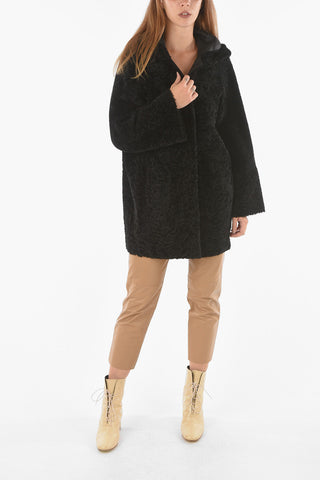 Cappotto shearling in Pelle Reversibile con Cappuccio