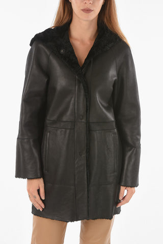 Cappotto shearling in Pelle Reversibile con Cappuccio