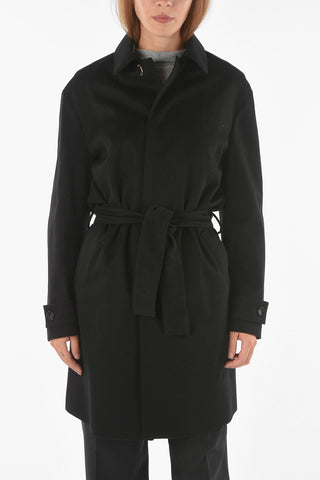 Snap Buttons Cashmere Coat with Belt