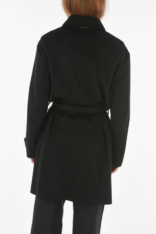Snap Buttons Cashmere Coat with Belt