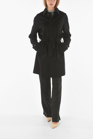 Snap Buttons Cashmere Coat with Belt