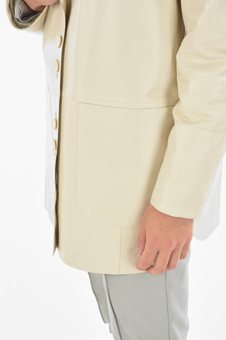 Blazer a Spalla Scesa in Pelle con Tasche Patch