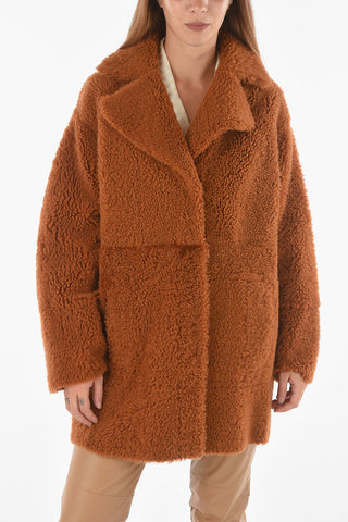 Leather Reversible Shearling Coat with Automatic Button Fastening