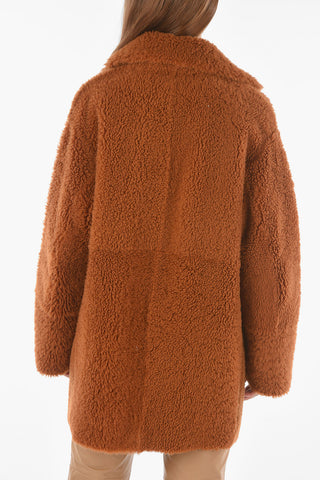 Leather Reversible Shearling Coat with Automatic Button Fastening