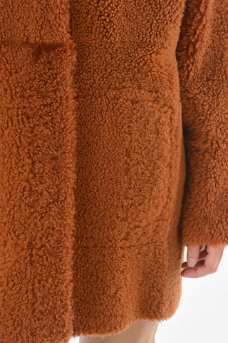 Leather Reversible Shearling Coat with Automatic Button Fastening