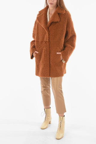 Leather Reversible Shearling Coat with Automatic Button Fastening