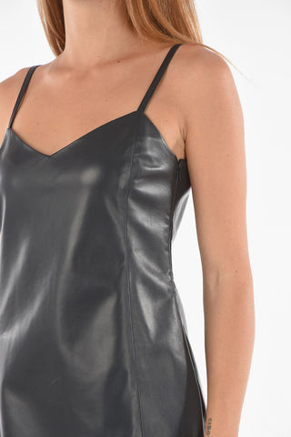 Leather Bodycon Minidress with Spaghetti Straps