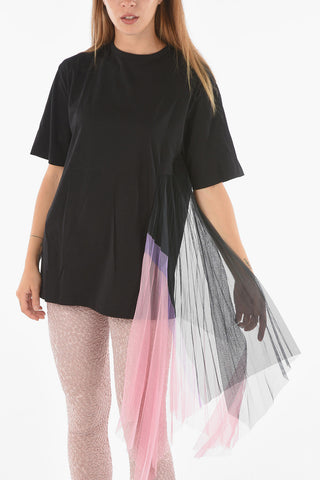 tulle detail crew-neck t-shirt