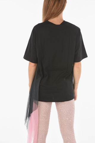 tulle detail crew-neck t-shirt