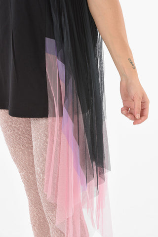 tulle detail crew-neck t-shirt