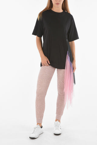 tulle detail crew-neck t-shirt