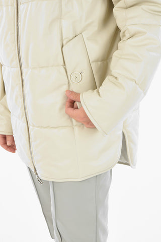 Padded Leather Jacket with Hood