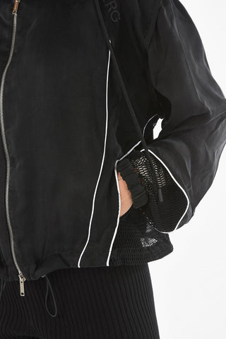 perforated details hooded jacket