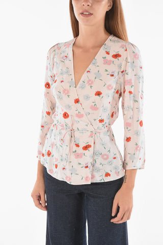 Floral-Printed Wrap BRITT Blouse