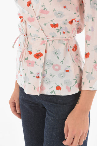 Floral-Printed Wrap BRITT Blouse