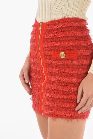 Front Zip Eyelash Pencil Mini Skirt
