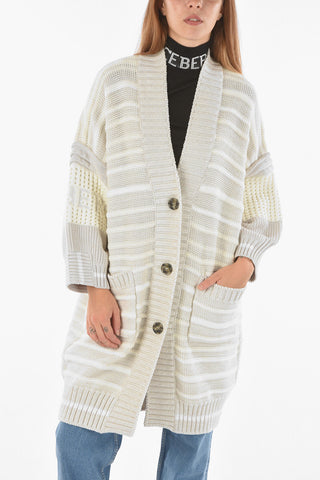 v-neck 2 pockets maxi cardigan