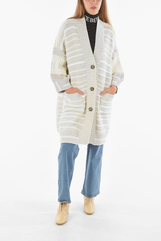 v-neck 2 pockets maxi cardigan