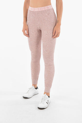 Lurex Leggings with Logoed Band at the Waist