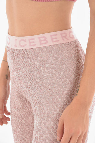 Lurex Leggings with Logoed Band at the Waist