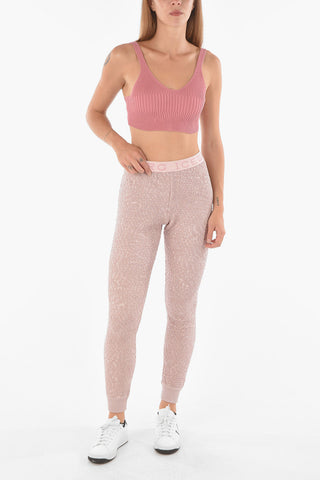 Lurex Leggings with Logoed Band at the Waist