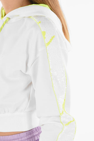Fluo and Sequined Details Hoodie