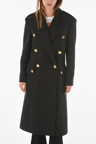 Quilted Double-breasted Wool Coat
