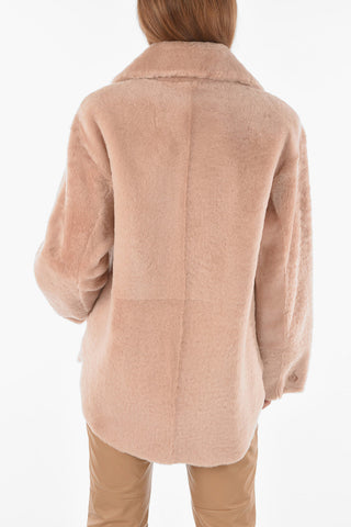 Leather Double-breasted Shearling Coat