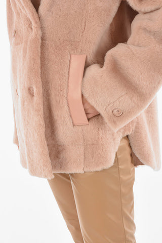 Leather Double-breasted Shearling Coat