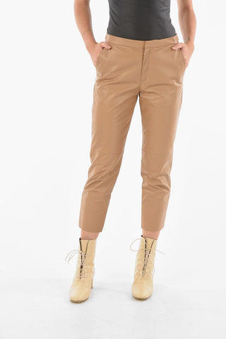 Leather Baggy Pants with Hidden Fastening