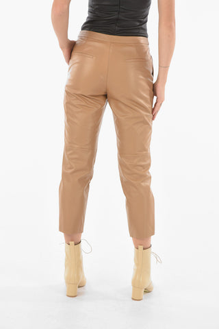 Leather Baggy Pants with Hidden Fastening