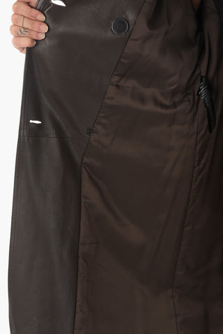 Double-breasted Leather Trench with Belt