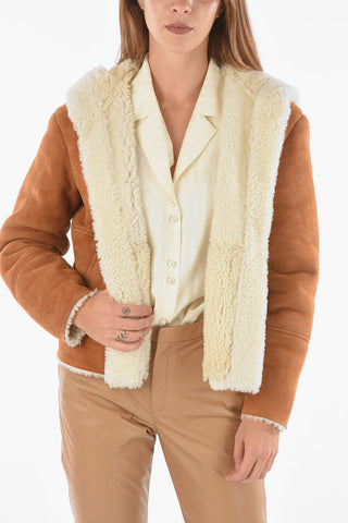 Suede Leather Hooded Shearling Jacket