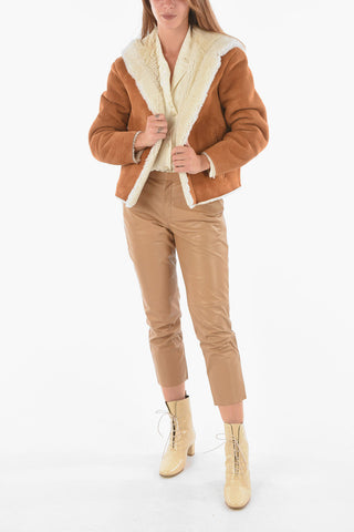 Suede Leather Hooded Shearling Jacket